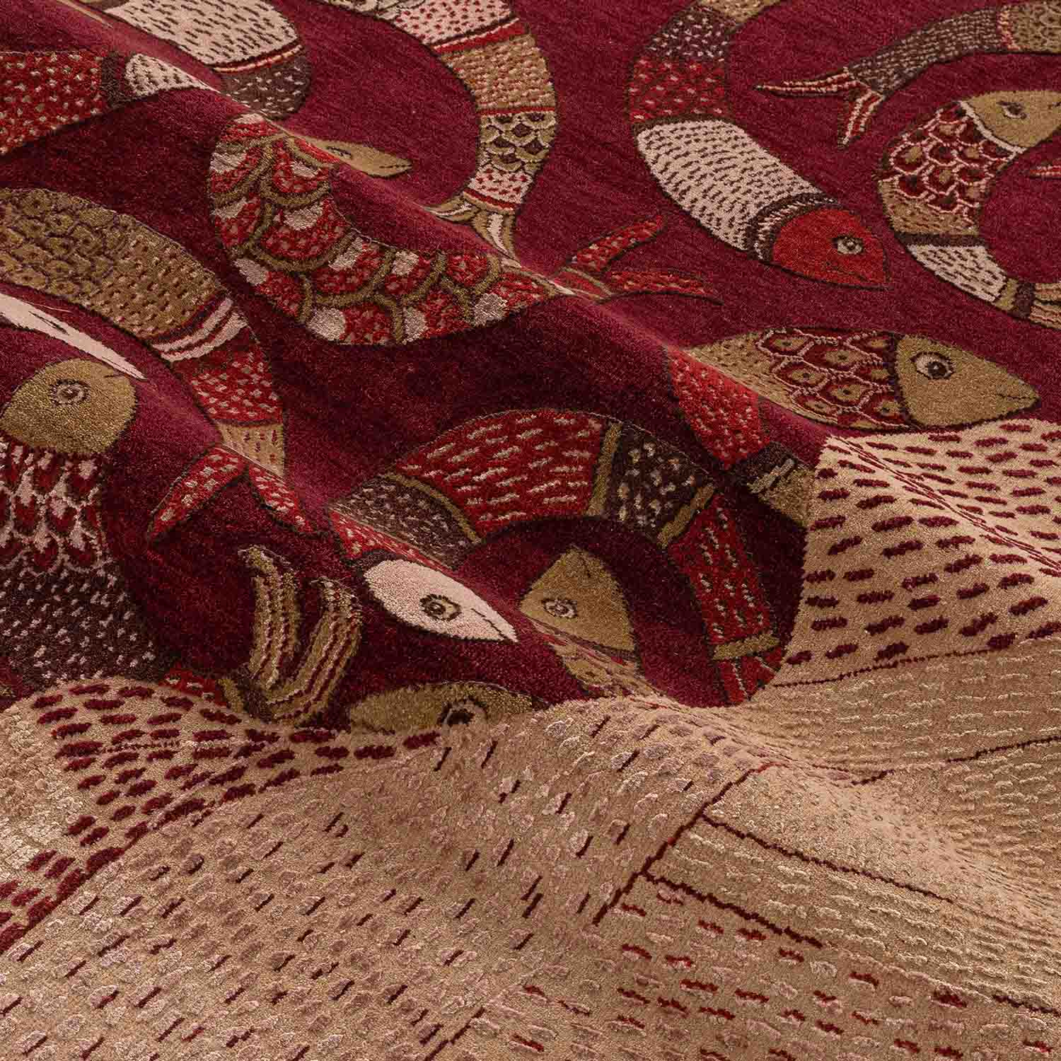 Matsya Tat Hand Knotted Woollen And Viscose Rug