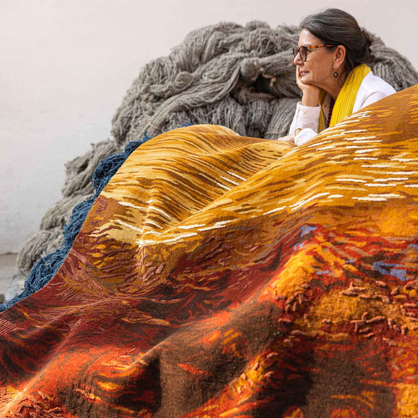 Maya Hand Knotted Woollen And Silk Rug By Angeli Sowani