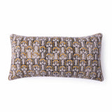 Bouqet Block Printed Cotton Lumbar Cushion Cover with Dori Piping