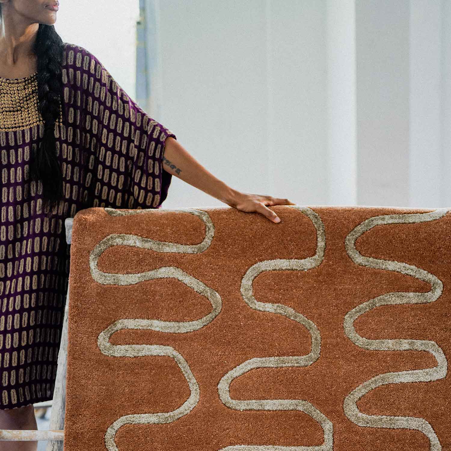 Roux Hand Tufted Woollen And Viscose Rug