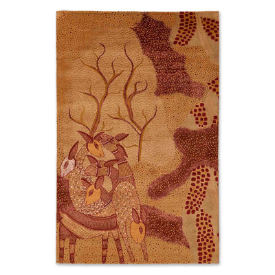 Mrigya Hand Knotted Woollen And Viscose Rug