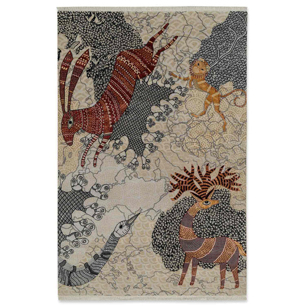 Jeev-Van Hand Knotted Woollen And Viscose Rug