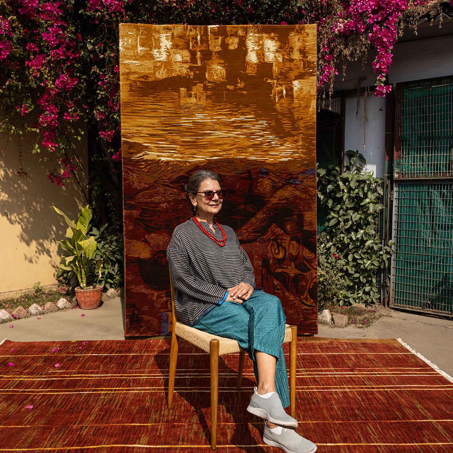 Maya Hand Knotted Woollen And Silk Rug By Angeli Sowani
