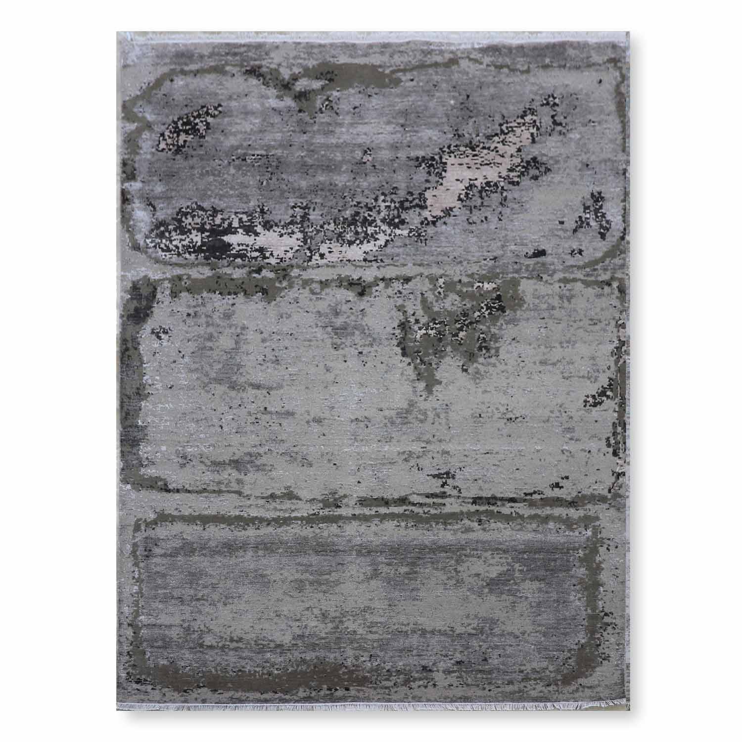 Monochorme Hand Knotted Wool And Viscose Rug