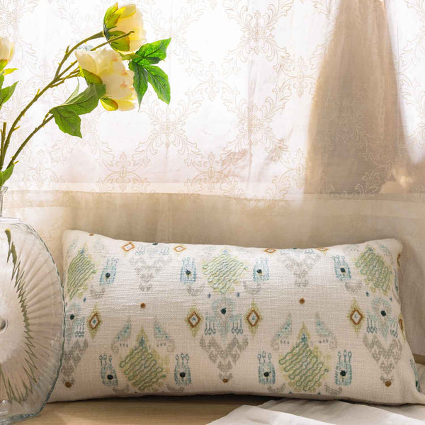 Renee Digtial Printed and Embroidered Lumbar Cushion Cover