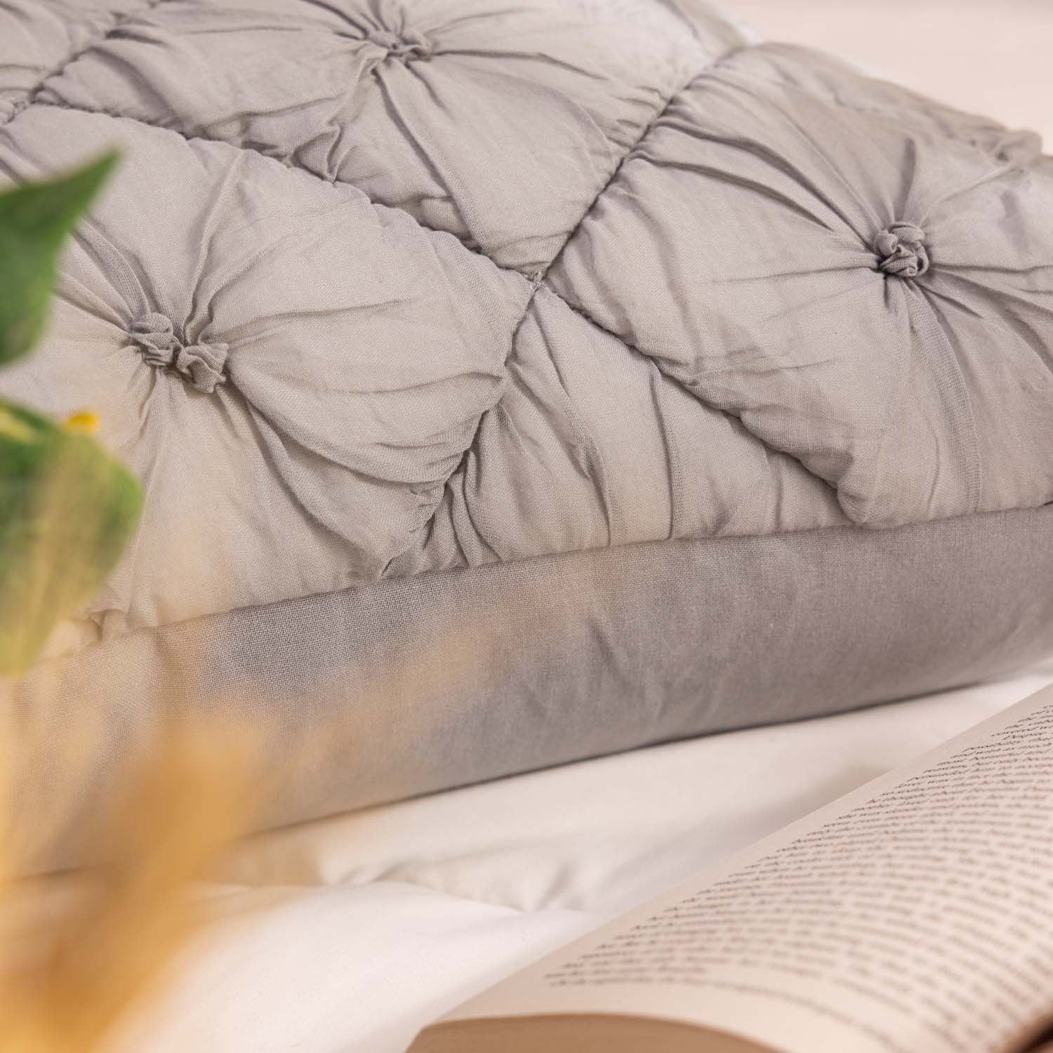 Cotton Embroidered And Hand Quilted Nirvasa Cushion Cover