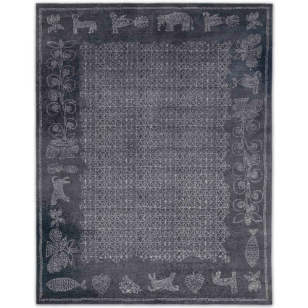 Cave- Black Hand Knotted Woollen Rug By Abraham & Thakore
