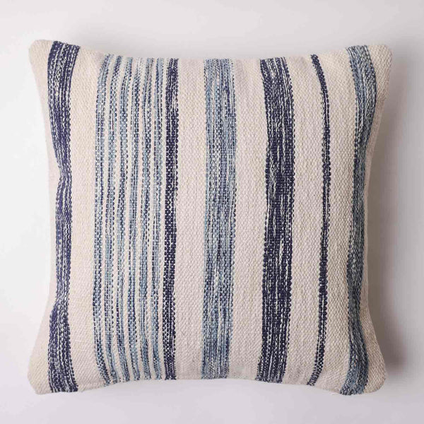Cosmos Blue Striped Digital Printed Cotton Cushion Cover