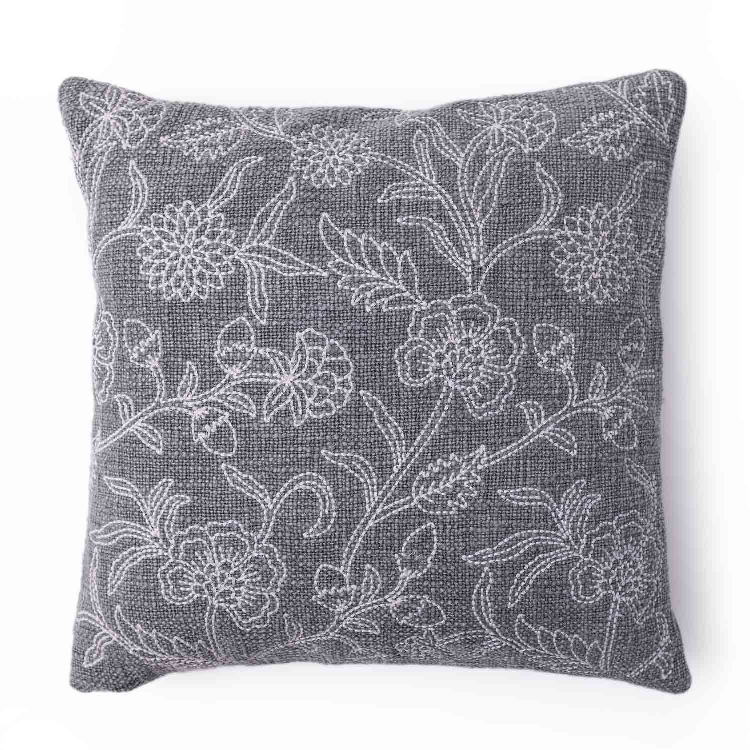 Creel Cotton Handloom Slun Embroidered Cushion Cover