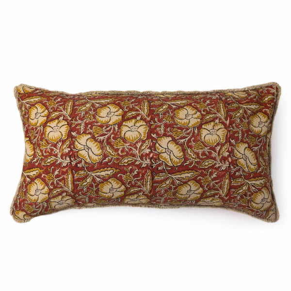 Rustic Bagru Block Printed Lumbar Cushion Cover