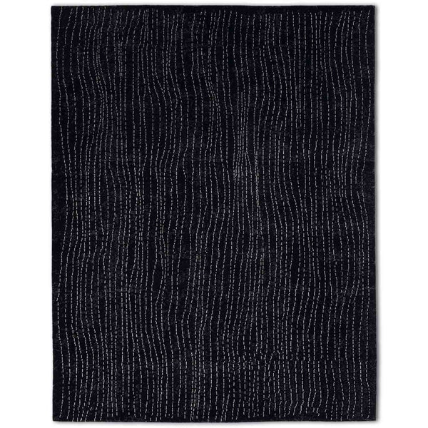 Wave-Black Hand Knotted Woollen Rug By Abraham & Thakore