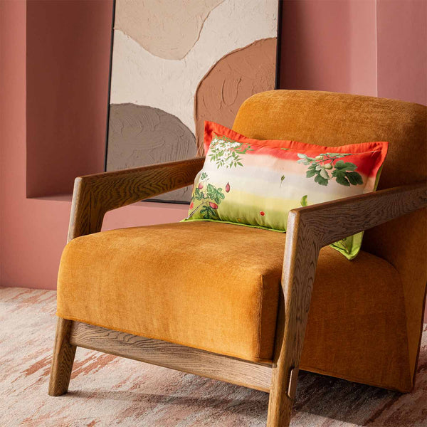 Wildflora Digital Printed Woollen And Silk Lumbar Cushion By Mariella Ienna