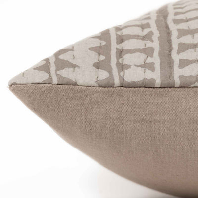 Ruva Cotton Dabu Printed and Quilted Lumbar Cushion Cover