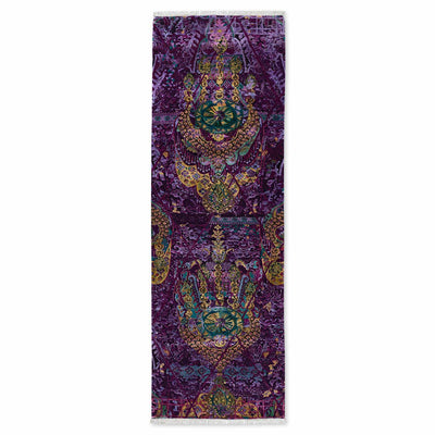 Amethyst Chandbali Hand Knotted Woollen And Viscose Runner Rug By Smitha Zachariah