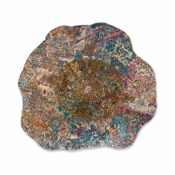 Medallion pendant Hand Knotted Woollen And Viscose Rug By Smitha Zachariah