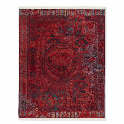 Ruby Medallion Hand Knotted Woollen And Viscose Rug By Smitha Zachariah