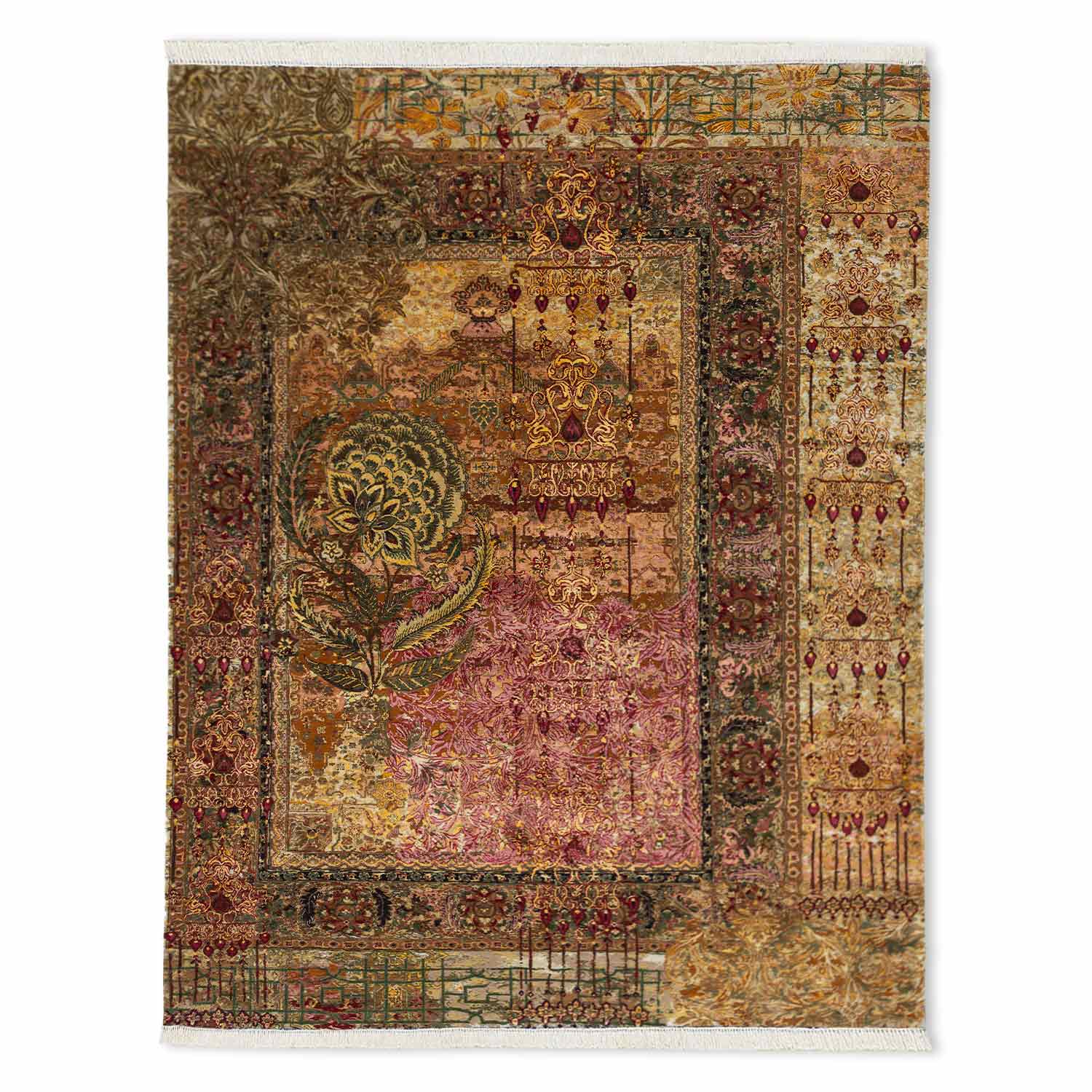 Citrine light Hand Knotted Woollen And Viscose Rug