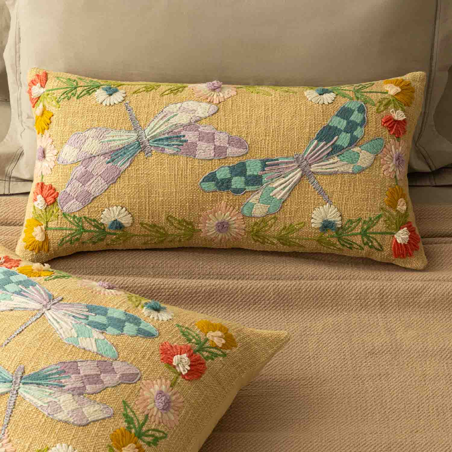 Papilora Embroidered Cotton Lumber Cushion Cover