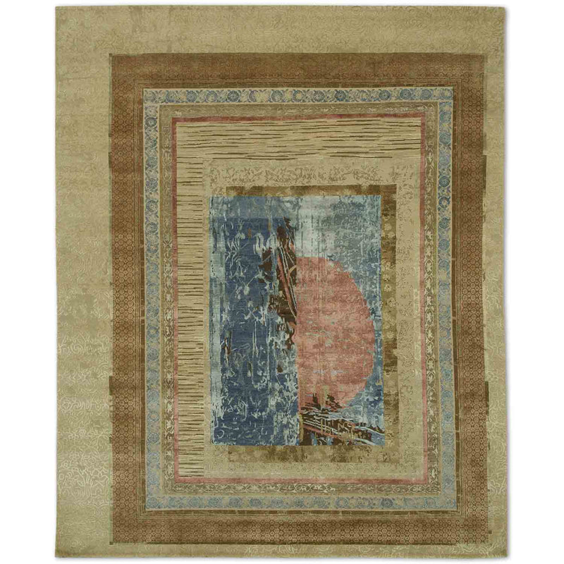 Sunset Surge Hand Knotted Woollen And Silk Rug