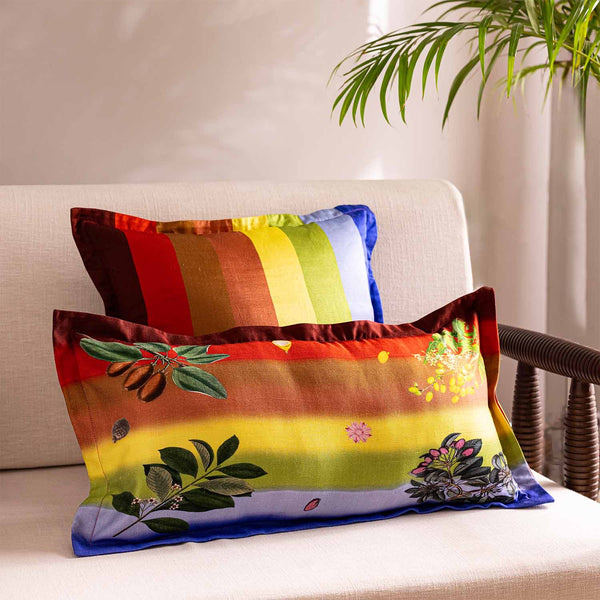 Botanism Digital Printed Woollen And Silk Lumbar Cushion By Mariella Ienna