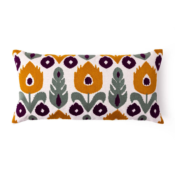 Sunflower Embroidered Lumbar Cushion Cover