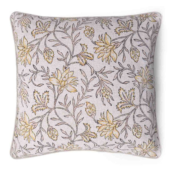 Flora Block Printed Cotton Cushion Cover
