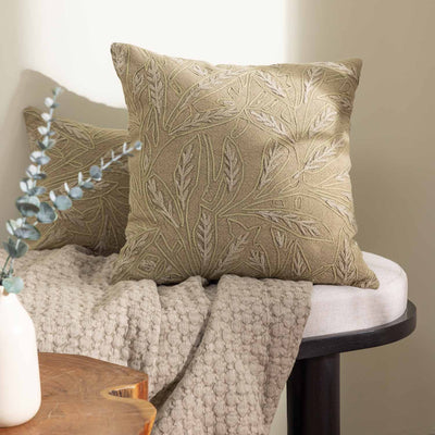 Fawn Cotton Hand Embroidered Cushion Cover