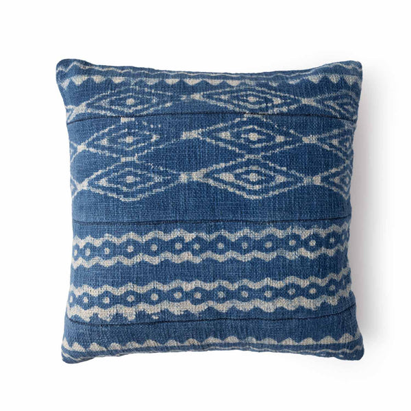 Mosaic Cotton Slub Dabu Block Printed Cushion Cover