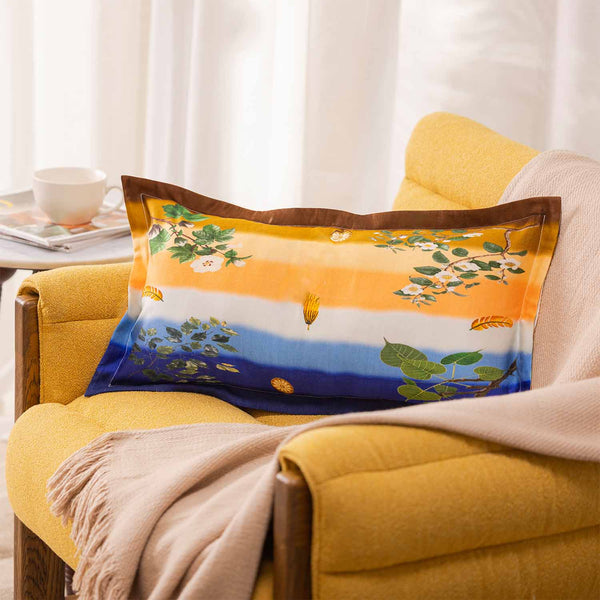 Beach Digital Printed Woollen And Silk Lumbar Cushion By Mariella Ienna