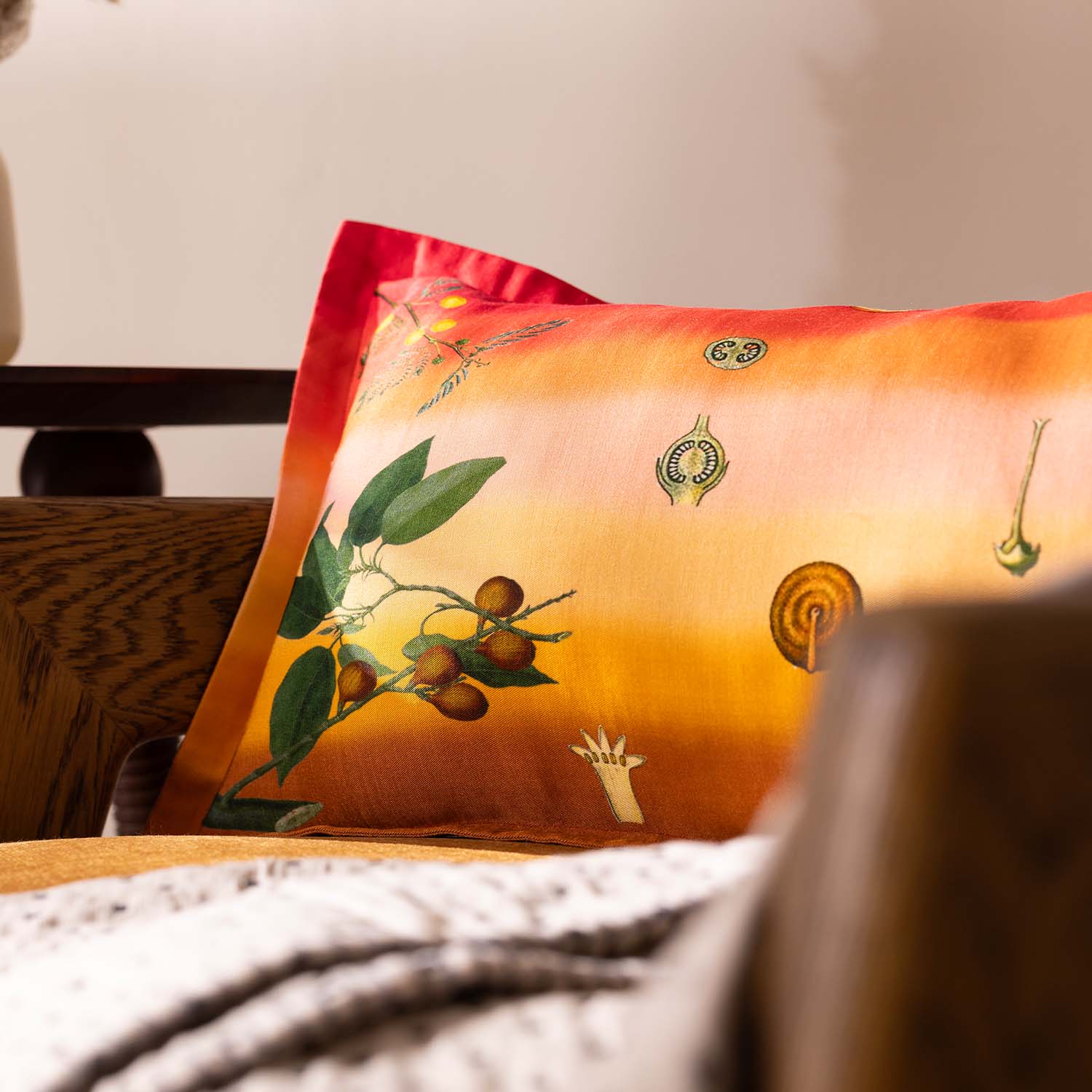 Wildflower Digital Printed Woollen And Silk Lumbar Cushion By Mariella Ienna