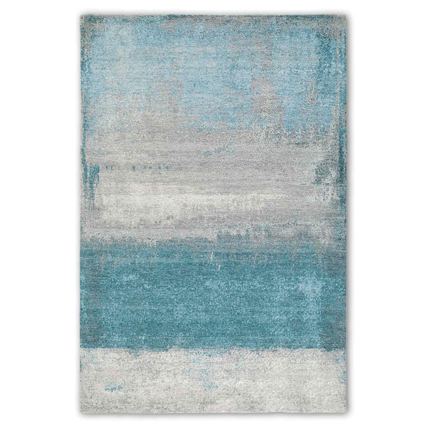 Aqua Hand Knotted Woollen And Silk Rug
