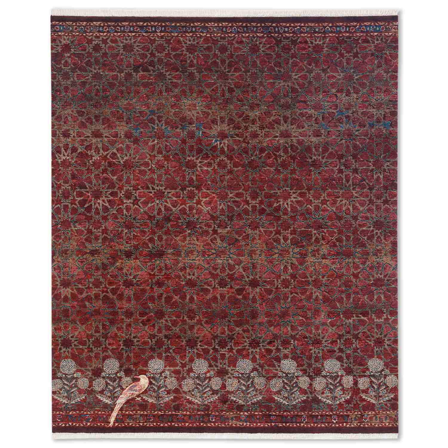 Gulzar Hand Knotted Woollen And Silk Rug by JJ Valaya