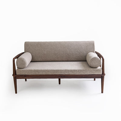 Aranya Teak Double Seater Sofa with Wooden Piers