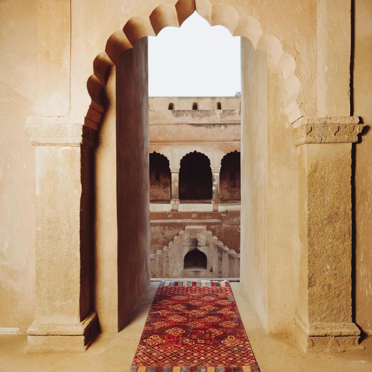 Ruby Lattice Hand Knotted Woollen And Viscose Runner Rug