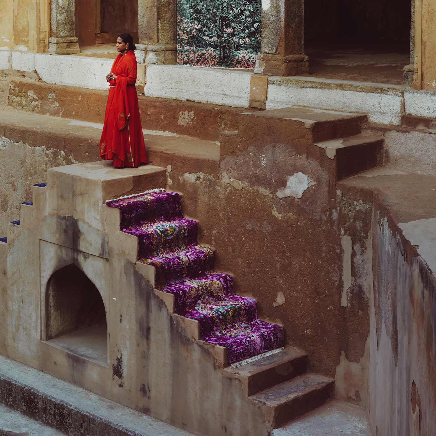 Amethyst Chandbali Hand Knotted Woollen And Viscose Runner Rug