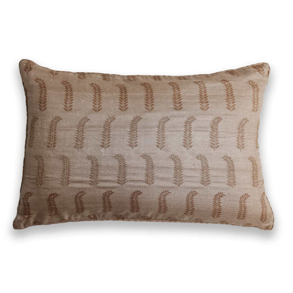 Ashoka Silk block printed and gold embroidery Cushion Cover