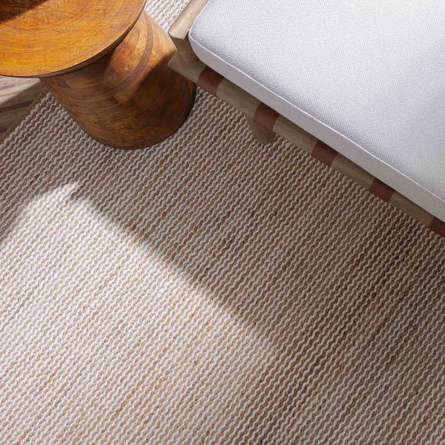 Textured Flatweave Wool And Jute Dhurrie
