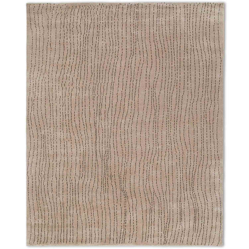 Wave- Beige Hand Knotted Woollen and Cotton Rug By Abraham & Thakore