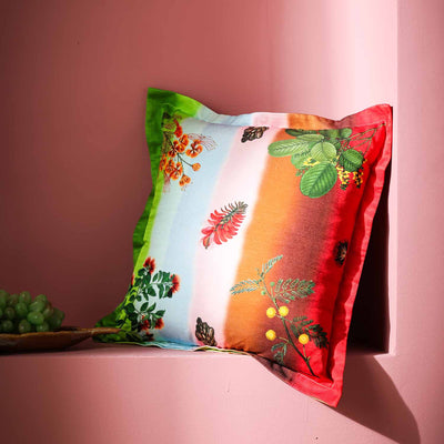 Full-Bloom Digital Printed Woollen And Silk Cushion By Mariella Ienna