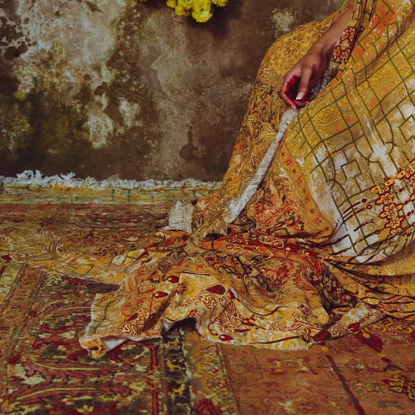 Citrine light Hand Knotted Woollen And Viscose Rug By Smitha Zachariah