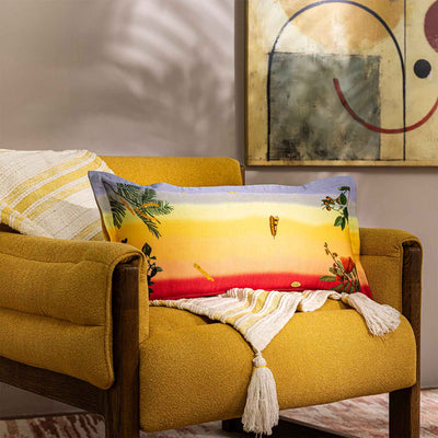 Botanic Digital Printed Woollen And Silk Lumbar Cushion By Mariella Ienna
