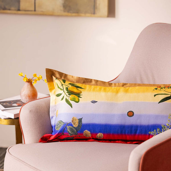 Zafra Digital Printed Woollen And Silk Lumbar Cushion By Mariella Ienna