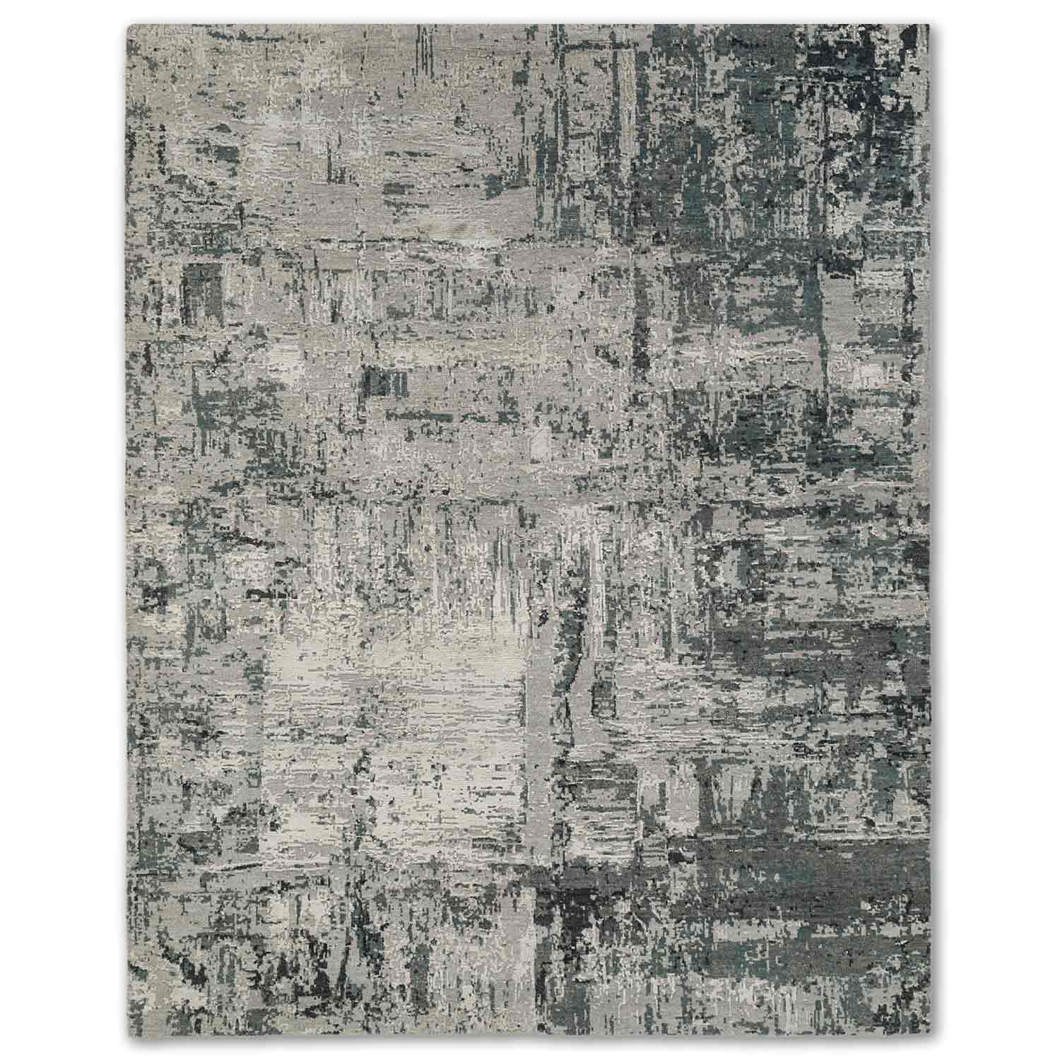 Chalk Carve Hand Knotted Woollen And Silk Rug
