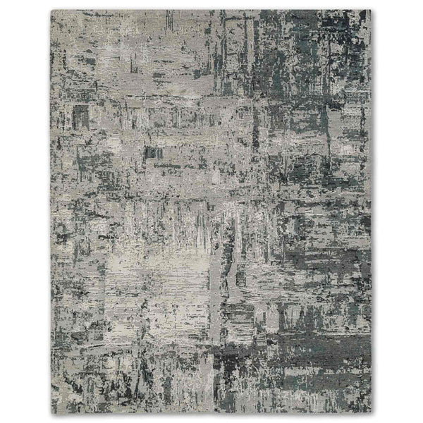 Chalk Carve Hand Knotted Woollen And Silk Rug