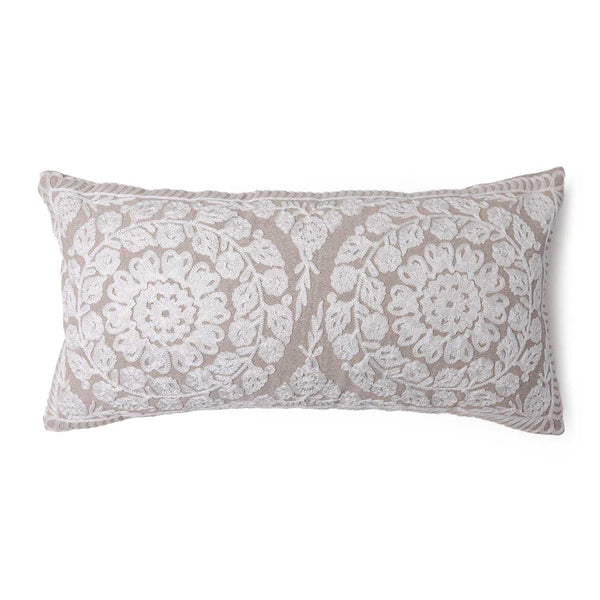 Opulence Embroidered Chambray Lumbar Cushion Cover
