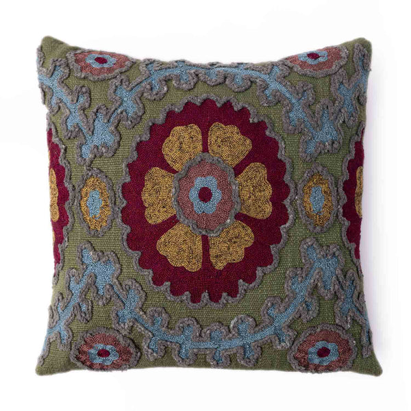 Aquarian Ari Embroidery Handloom Cotton Cushion Cover