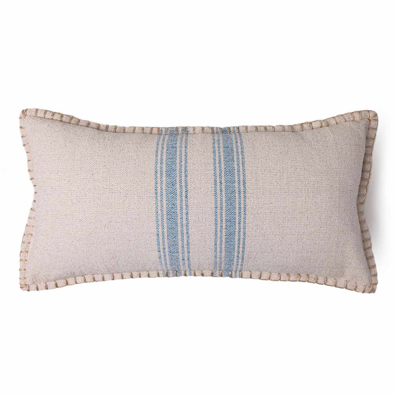 Strypes Woven Cotton Chambray Lumbar Cushion Cover