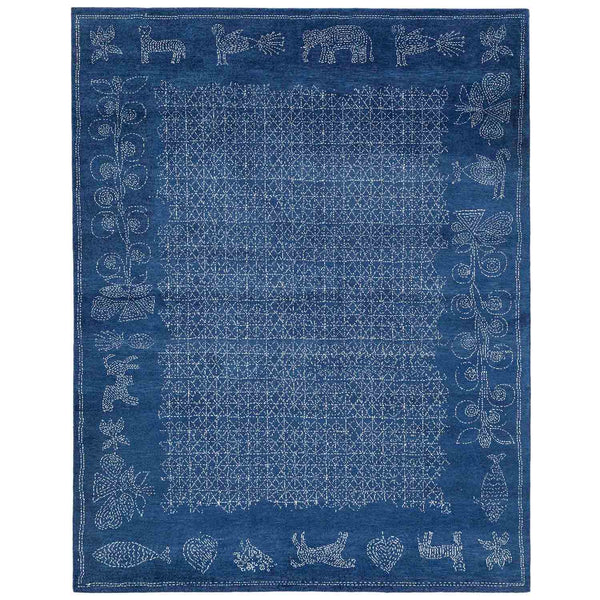 Cave- Blue Hand Knotted Woollen Rug By Abraham & Thakore