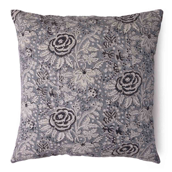 Rosie Block Printed Linen Chambray Cushion Cover