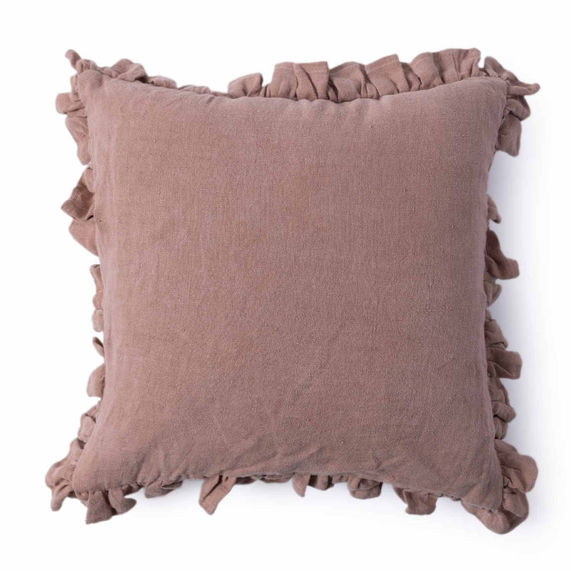Shalome Linen Solid Cushion Cover with Frill Details
